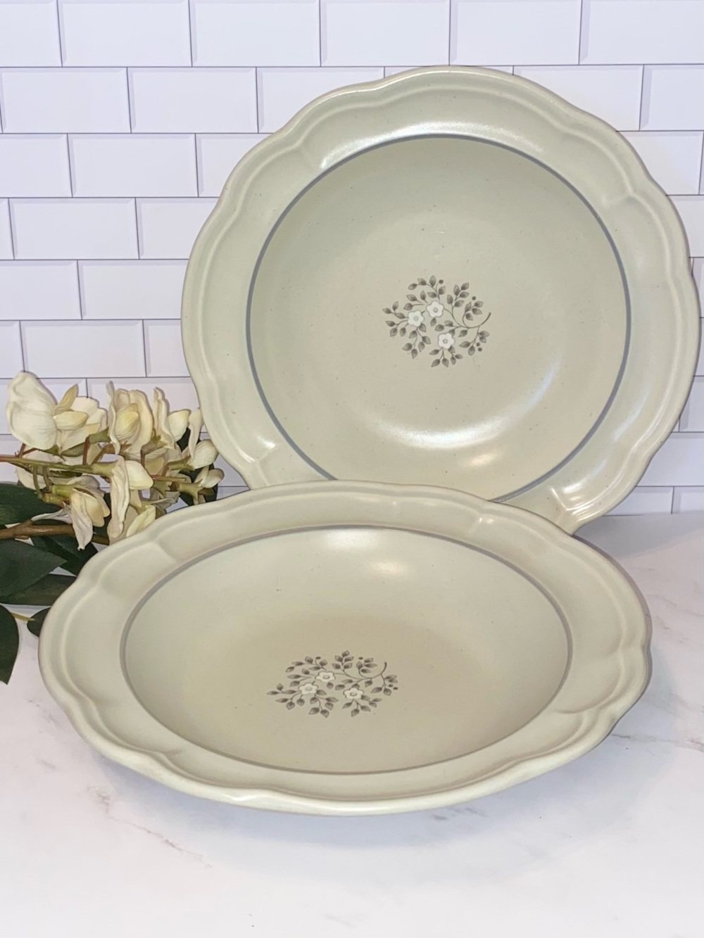 (2) Pfaltzgraff Heirloom Large Rimmed Soup Bowls